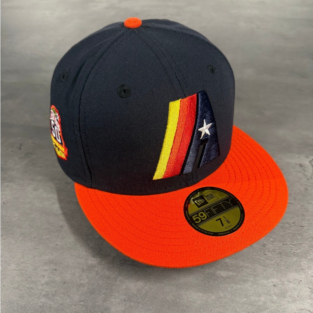 Hat Club Houston Astros New Era Cap 7 1/8 Navy Gray UV 50th Anniversary Fitted